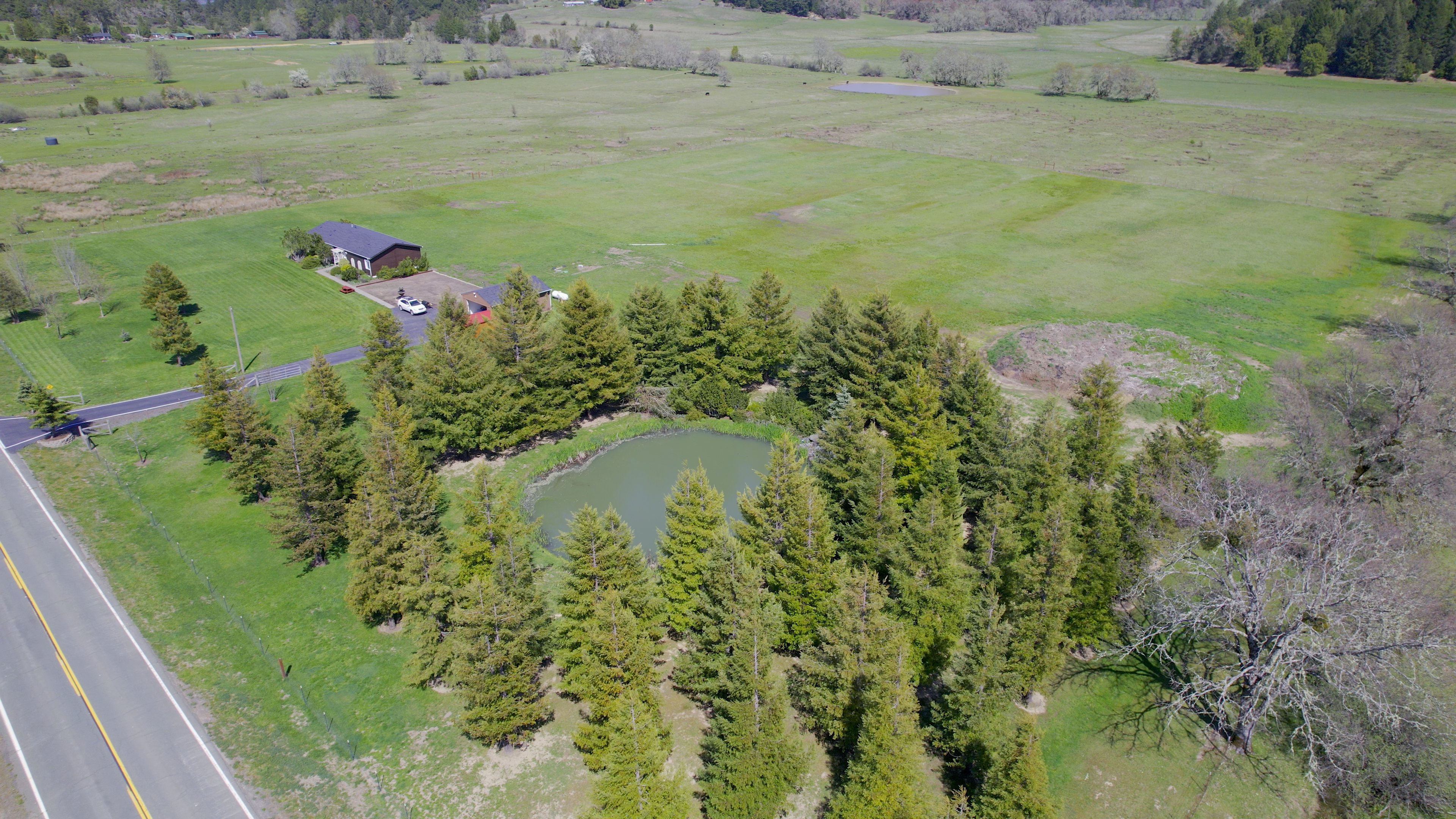 Aerial view of pond 